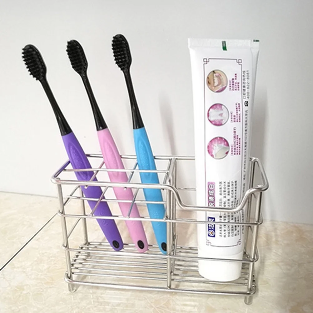 

Stainless Steel Toothbrush Holder Metal Toothpaste Rack Bathroom Storage Organizer Brush Stand For Toothbrush Toothpaste