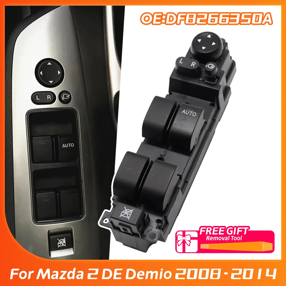 DF82-66-350 DF82-66-350A Front Right Hand Driver Side Power Master Window Switch Control Button,For Mazda 2 DE Demio 2008 - 2014