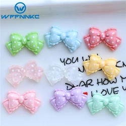 WFFNNKC 10-20Pcs Kawaii Polka Dot Bowknot Resin Patch Creative Home Arts Decor Supplies Girl Cute Hairpin Jewelry Make Accessory