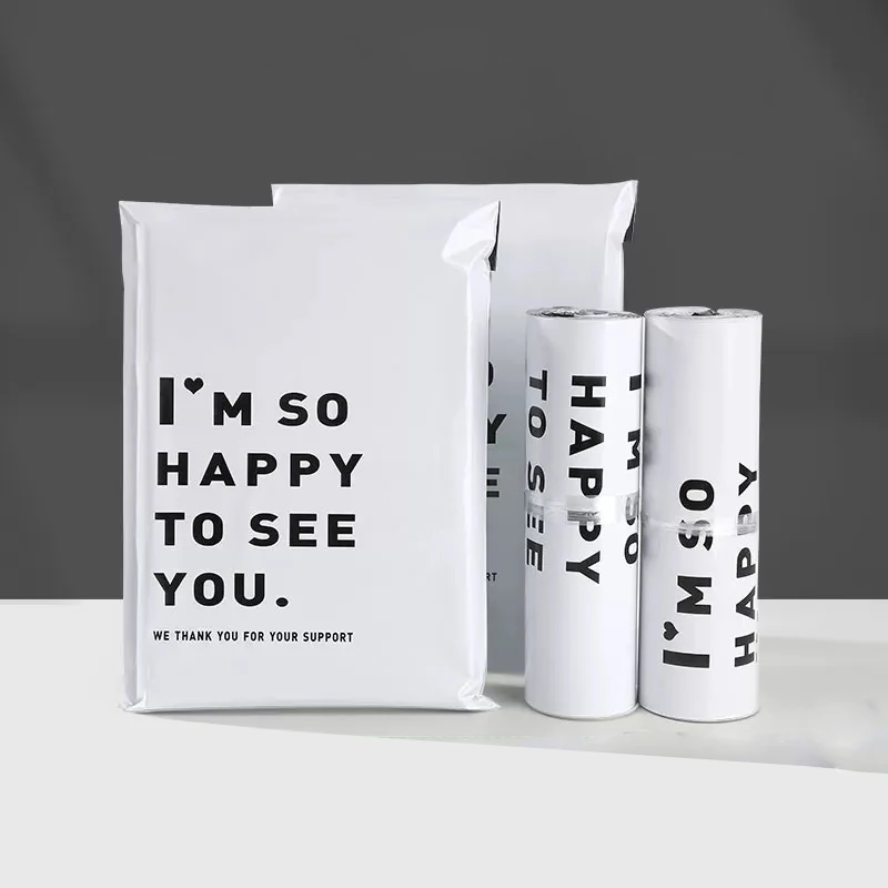 20Pcs/Pack White Color Thicken Express Bag THANKS Printing Waterproof Clothing Parcel Packaging Bags Envelope Courier Pouch