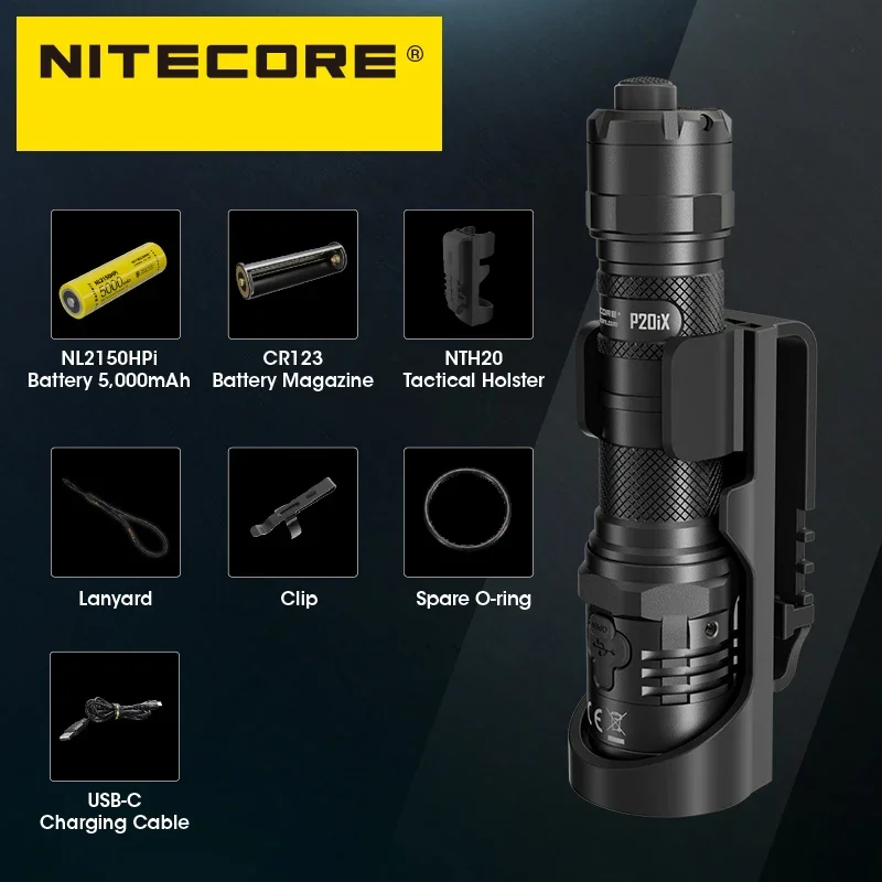 NITECORE-linterna táctica LED P20iX, luz recargable de USB-C de 4000 lúmenes con batería de 21700, para autodefensa y Camping