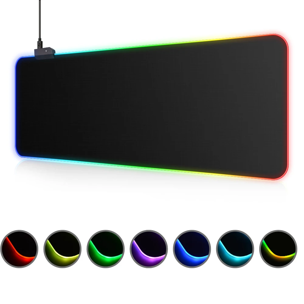 RGB Gaming Mouse Pad Large Size Colorful Luminous for PC Computer Desktop 7 Colors LED Light Desk Mat Gaming Keyboard Pad