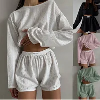 Women's Pajamas Set Sleepwear Spring Long Sleeve Tops With Shorts Home Clothes 2 Piece Sets Pyjama Femme Loungewear Pijama Mujer - Image 4