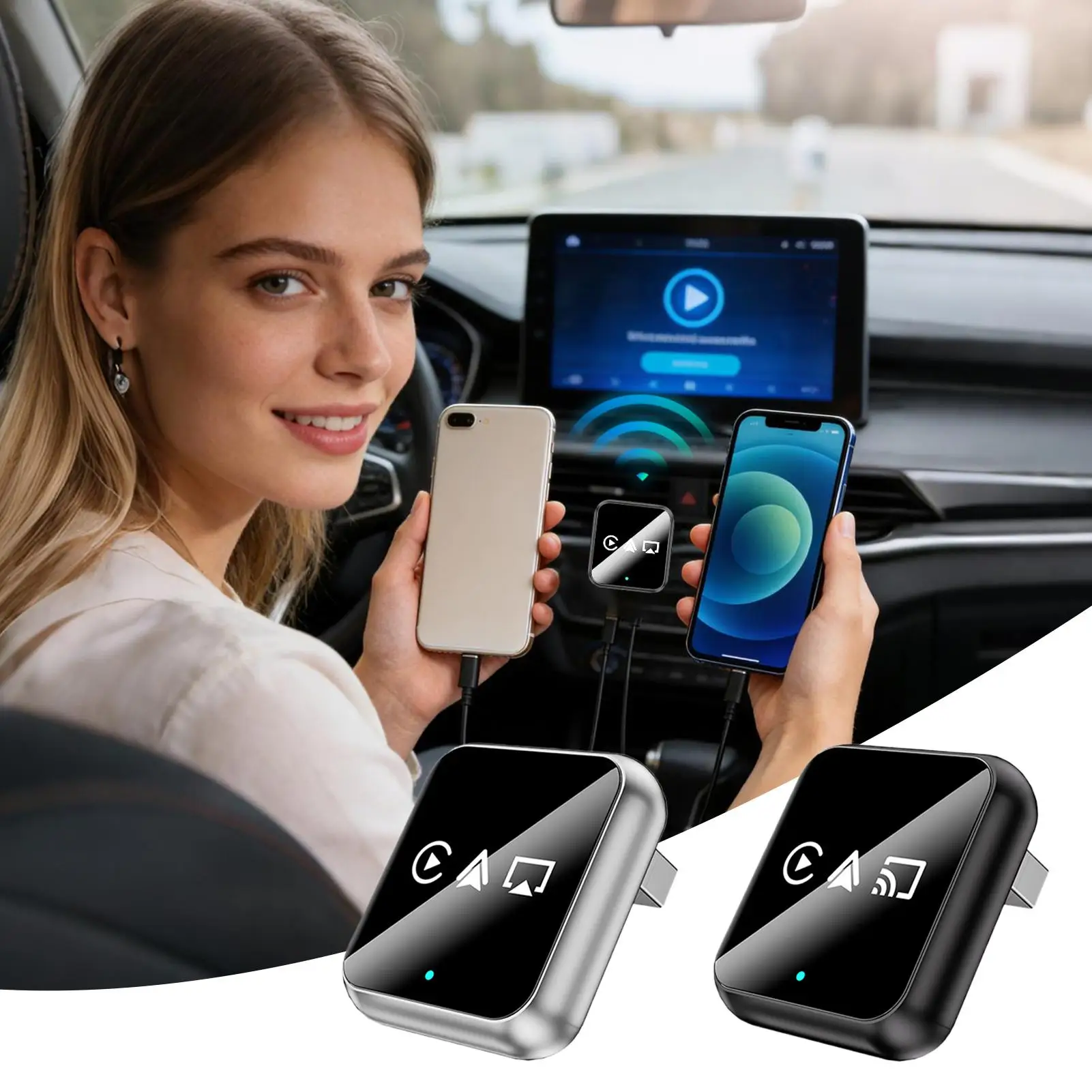 Wireless Adapter For Car Automotive Audio Accessories Vehicle Screen Converter For Drivers Trucks Sedans RVs SUVs Daily Commute