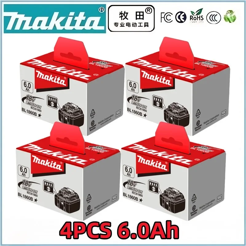 100% originele Makita-batterij, 18V 6.0Ah oplaadbare batterij, vervangend voor Makita BL1830BL1840BL1850BL1860B, accu voor elektrisch gereedschap