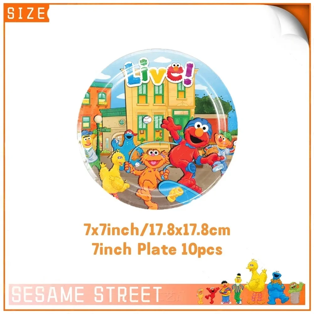 Sesames Cartoon Streeted Geburtstagsparty Dekoration Geburtstagsballon Tischdecke Becher Teller Kuchenform Baby-Shower Kinderparty Zubehör – Detail 10