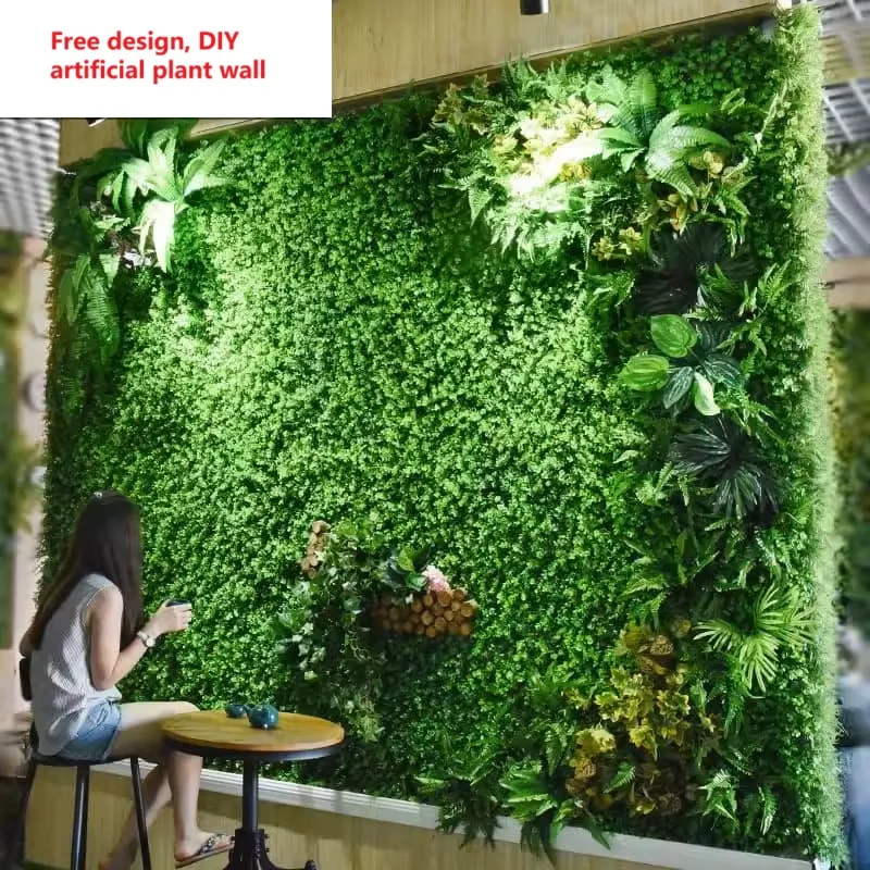 25*25Cm Diy Plastic Green Plants Lawn Living Room Decoratio…