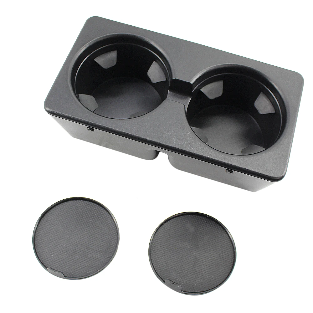 Car Dual Cup Holder Insert Drink Cupholder Interior Drinking Cup Bracket Black Replacement for GMC Yukon 07-14 with 2pcs Cap