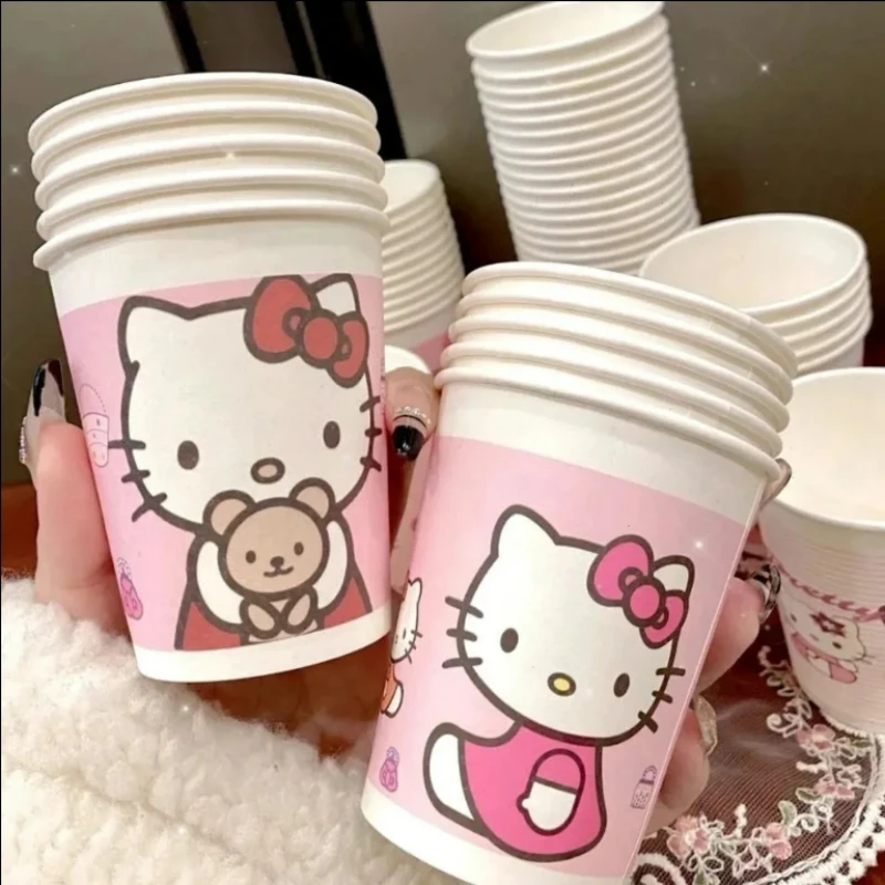 Cartoon Sanrio Hello Kitty Cute Festival Paper Cup Party Appliances Party Disposable Cups