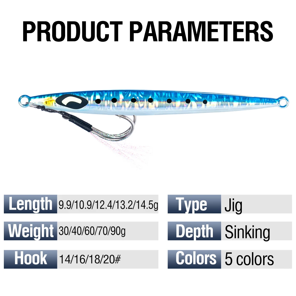1 Stück Metall-Jig-Angelköder 30g-90g Leuchtender Halbmond-Augenköder Künstlicher Hartköder für Tenggiri Barracuda Meeresfischerei – Detail 5