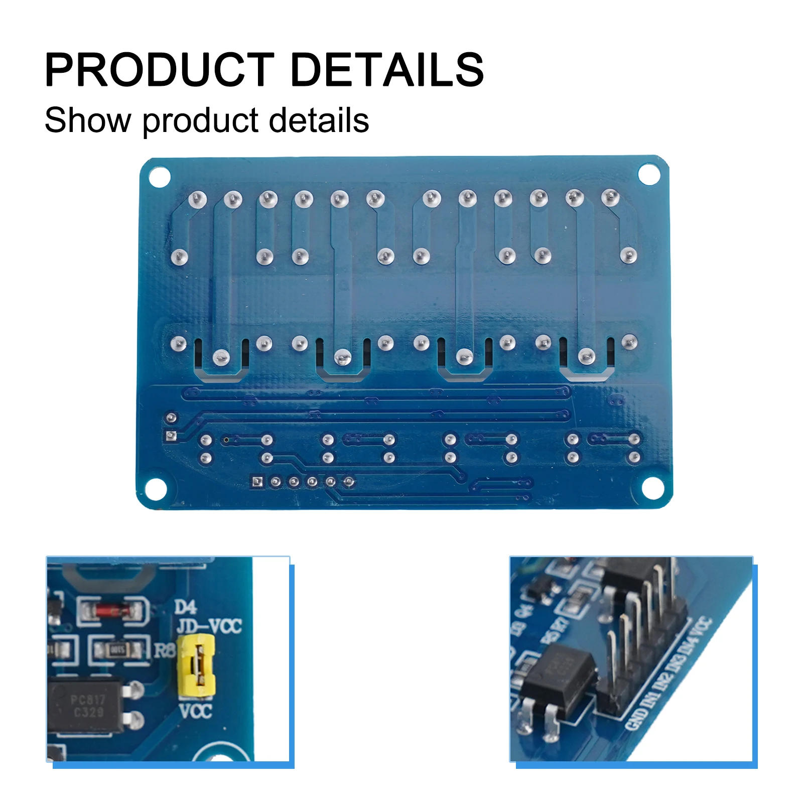 Microcontrollers Relay Control Board 4-way Relay Module ABS Features Optocoupler Design Way Channel Relay Module