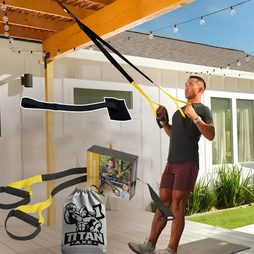 Cinturón de entrenamiento suspendido con bolsa de almacenamiento elástica para dominadas, Pilates, entrenamiento de fuerza y resistencia, suministros para ejercicios en casa