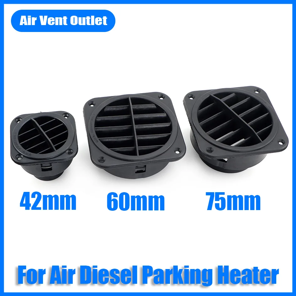 42mm 60mm 75mm Air Vent Ducting Piece Duct Pipe Outlet Rotable Square Diesel Parking Heater For Car Truck Camper Caravan RV