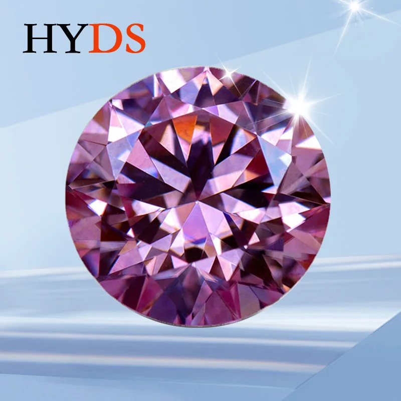 

Moissanite Stone Lab Created Synthetic Gemstone Round Cut Sakura Pink Color Jewelry for woman Free shiping items with GRA Report