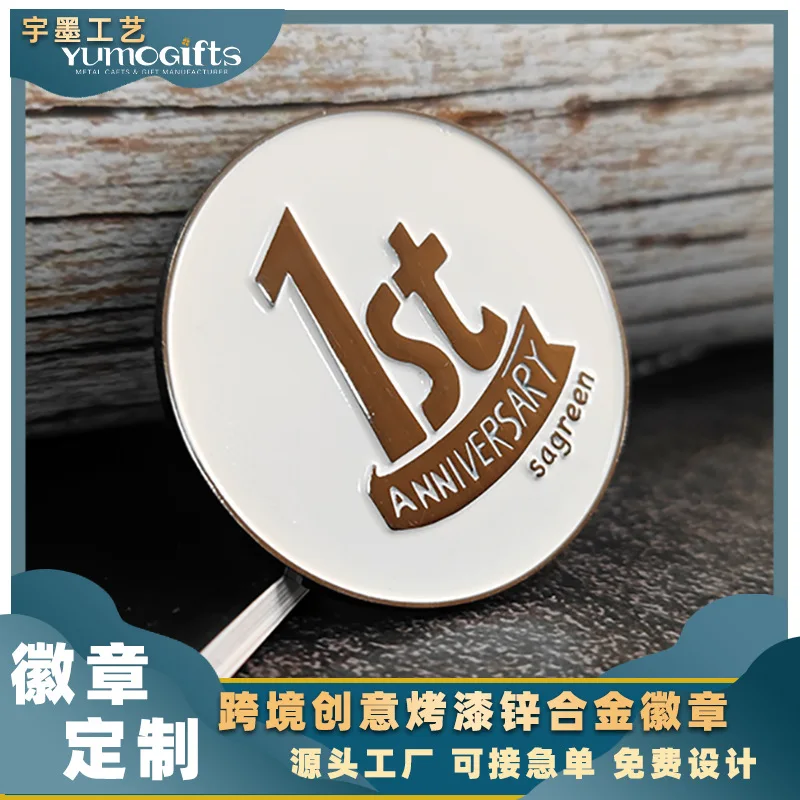 

Customized. Golden Badge Customized Celebration Badge Zinc Alloy Paint Enamel Matte Silver Broo