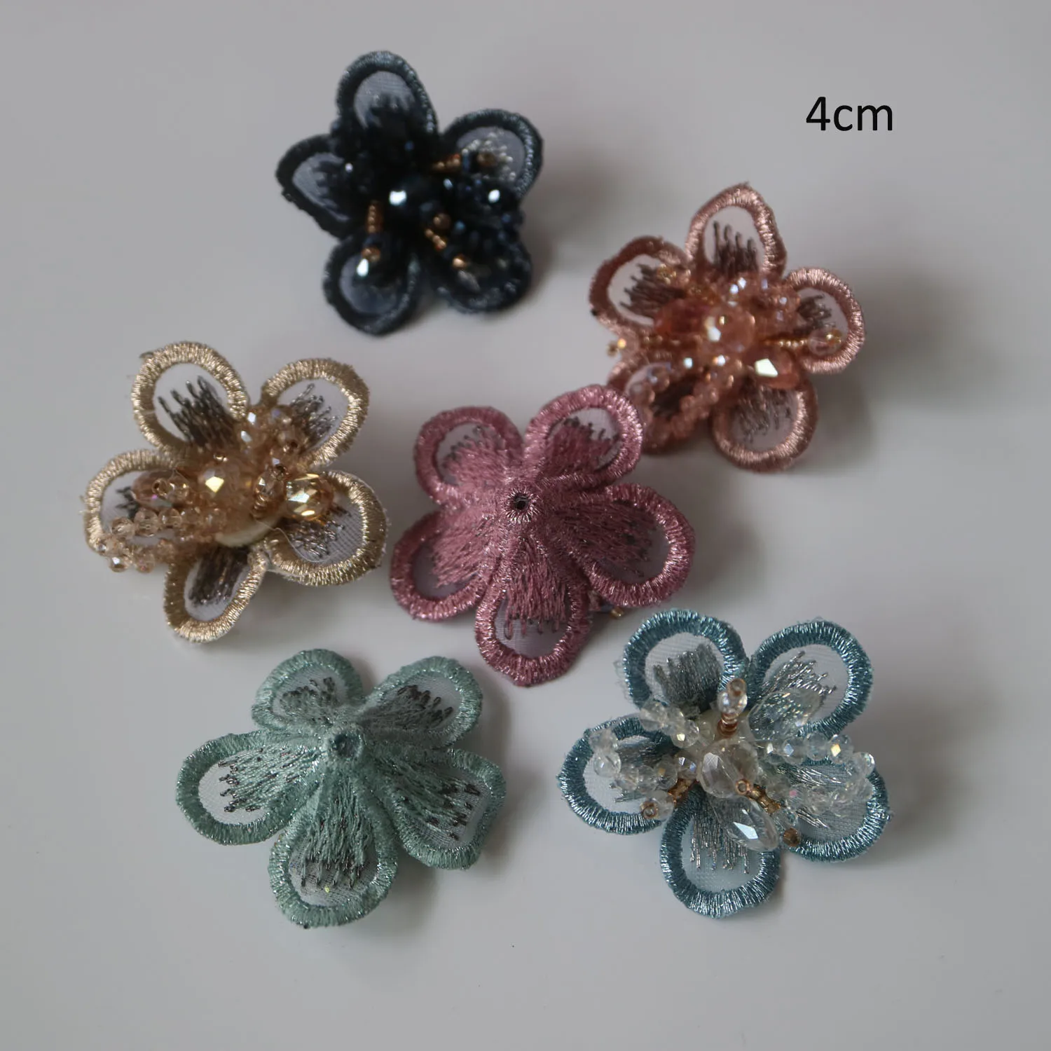 6pc/set 3D Flower beaded patches for clothing Sew on patch appliques decorative parches bordados para ropa Embroidery applique