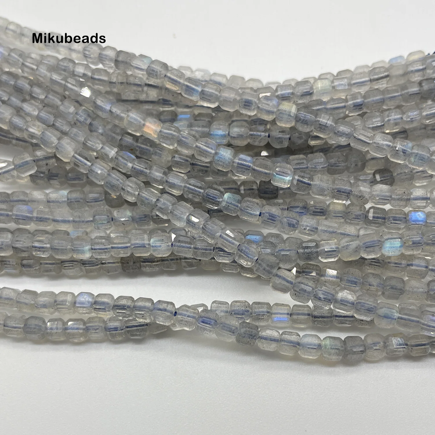 Natural 3*3mm A+ Labradorite Faceted Cube Loose Beads For Jewelry Making DIY Bracelets Necklace Strand Woman Gift