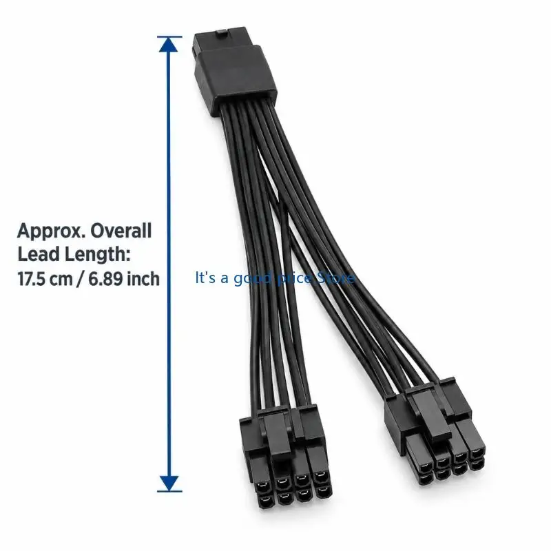 PCIe 8Pin Female to Two 6+2-Pin Male GPU Power Splitter Cable, Tinned Wire with PVC Insulation and Latching Molded Ends, Black,