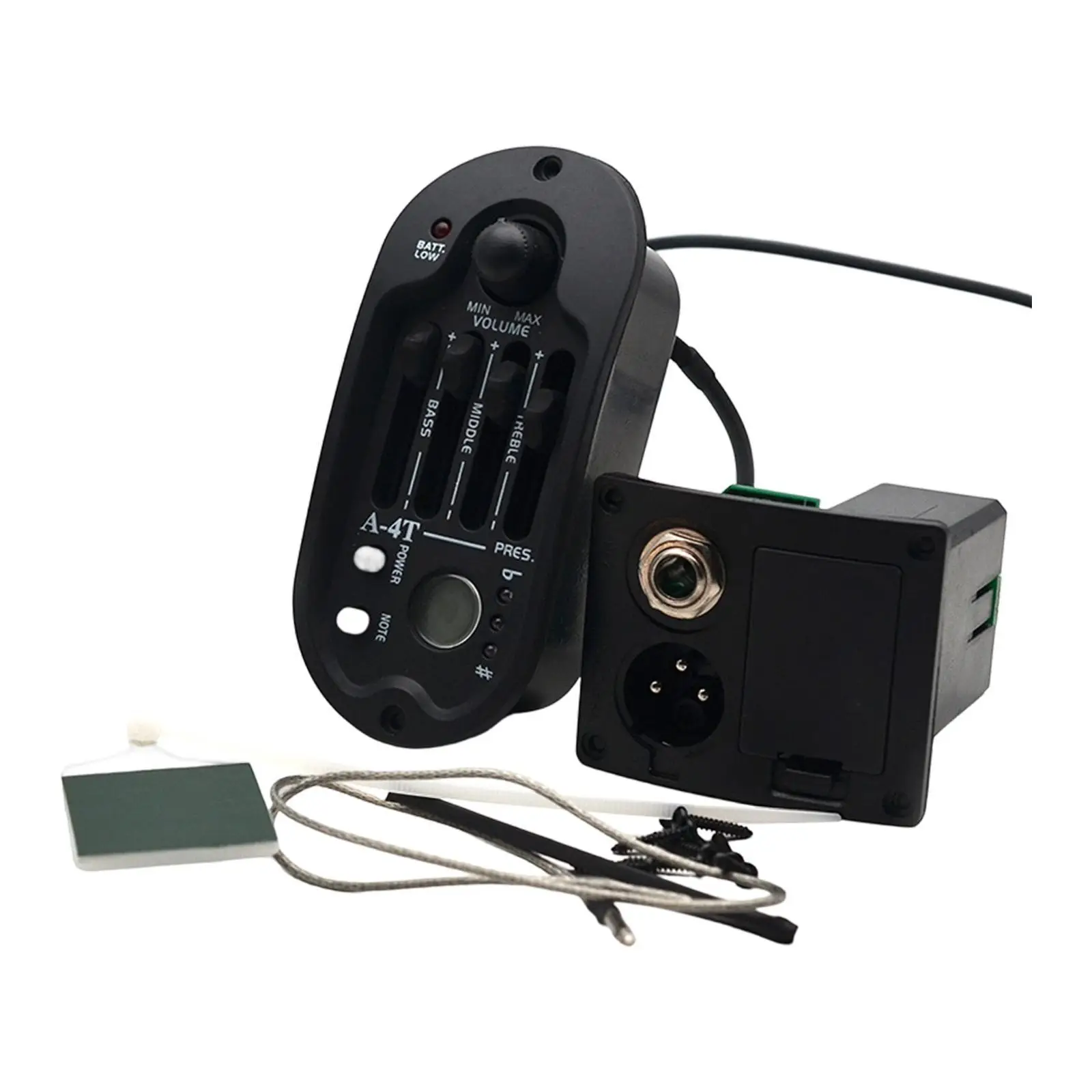 

Acoustic Guitar Pickup Preamp System with Tuner 4 Band EQ Piezo Soundhole Pickup for Guitars Live Sound Enhancement