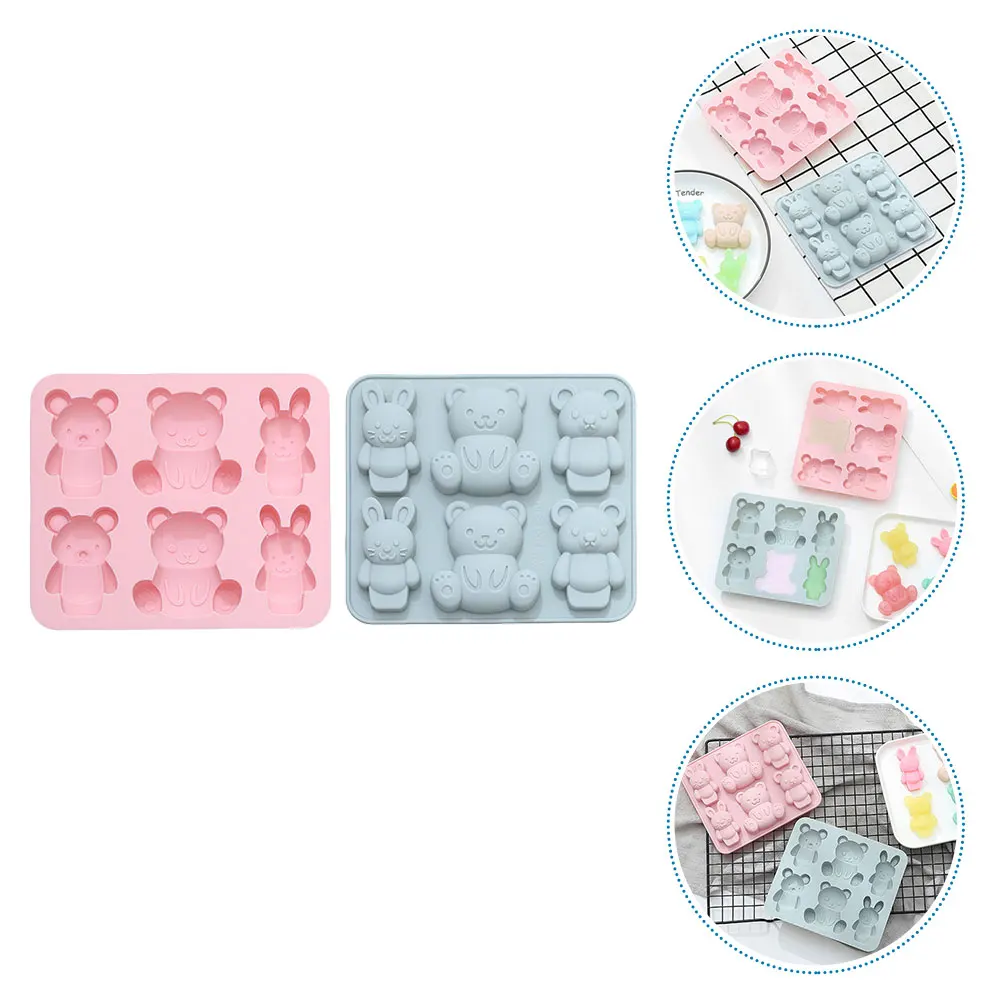 

2Pcs Silicone Mold High Quality Bear Shape Chocolate Cake Mould Birthday Party Ice Cream Fondant Baking Tool Home Use