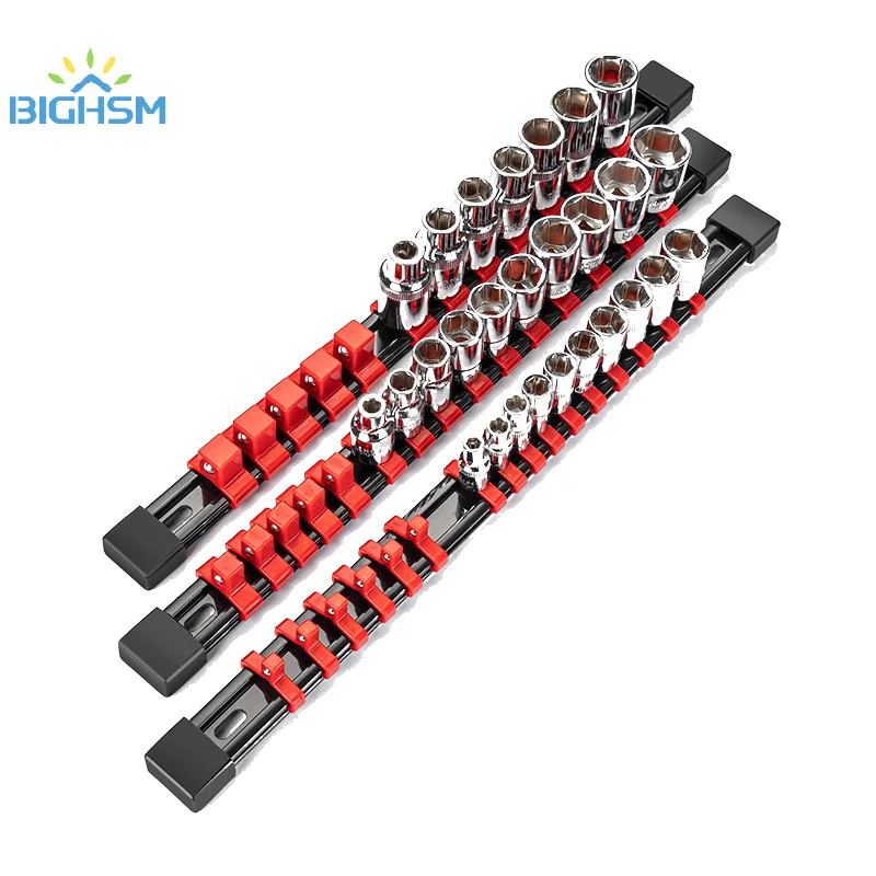 ABS Socket Organizer Holder Trays For Toolboxes, 1/4 , 3/8, 1/2, Portable Mountable Sliding Stand Sleeve Rail Rack Tool