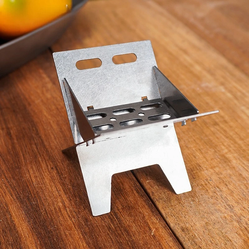 Titanium Alloy Foldable Portable Mini Fire Pit Stove for Coffee Solid Alcohol and Wood - Outdoor Camping Portable Stove
