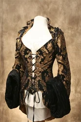 Female Corset Pirate Costume Vest Jacket Medieval Renaissance Gothic Steampunk Coat Women Ren Fair Cosplay Celtic Costume Outfi