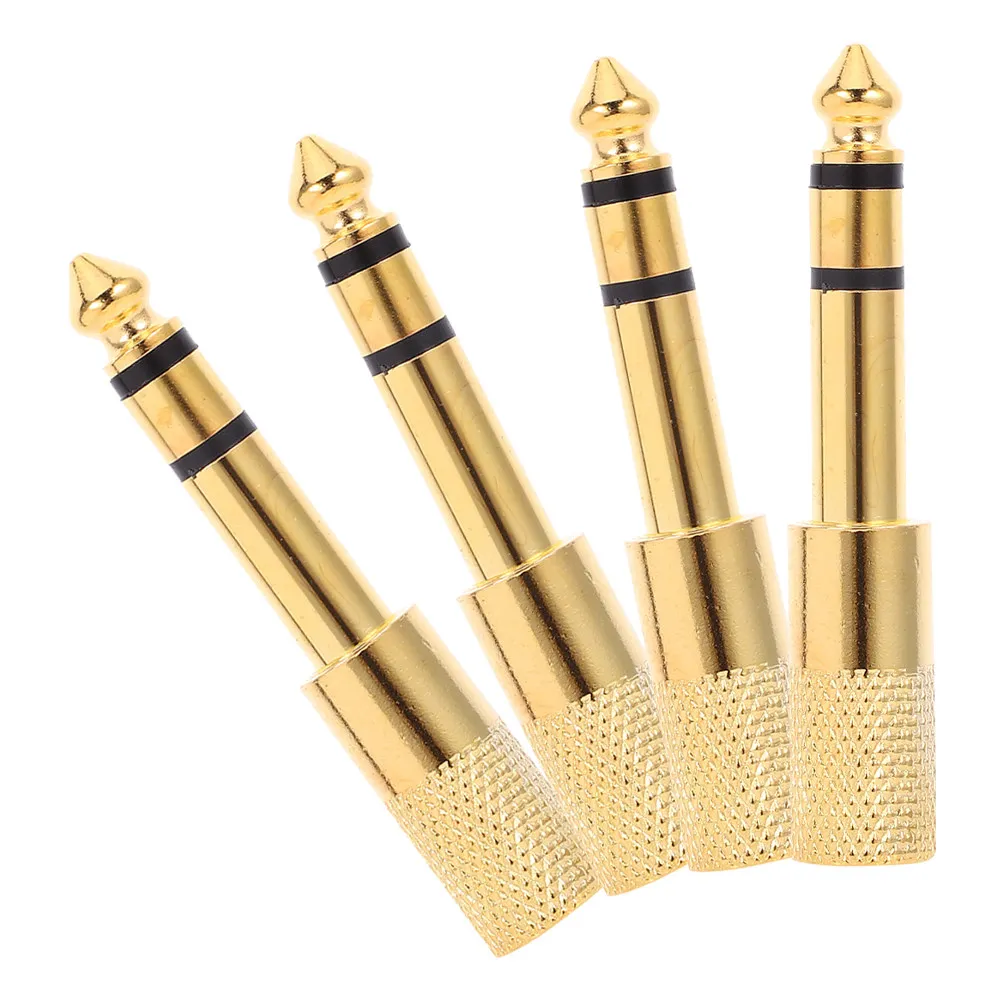 4 Pcs Plug Audio Stereo Adaptor Adapters and Connectors Black Female Jack