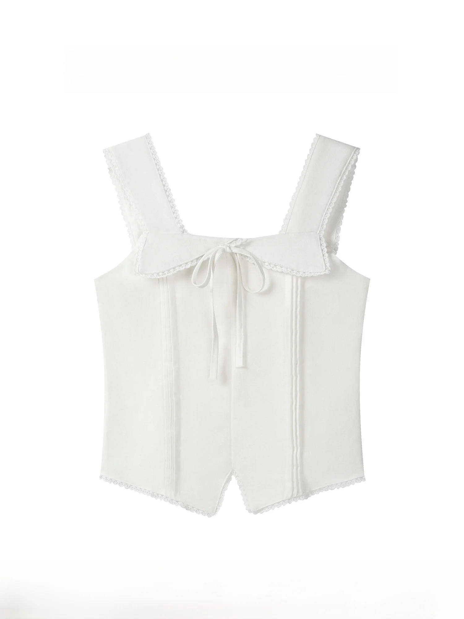 

White Lace Trim ter irt Women's ort Sle Ele Design Sensation New 2025 Polyester Rayon Linen Blend Cool Feel