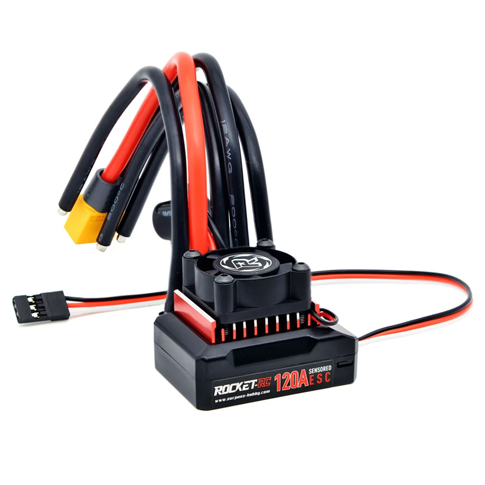 Rocket-RC Motor 120A Sensored Brushless ESC for 1/10 RC Racing Car 380 390 540 Motors with Removable Cooling Fan Super BEC 6V/4A