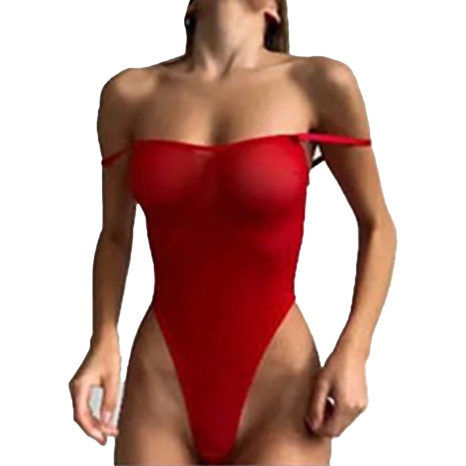 Women See-Through Mesh Monokini One-Piece Swimsuit Pool Party Swimwear Bodysuit Sheer Adjustable Strap Backless High Cut Leotard