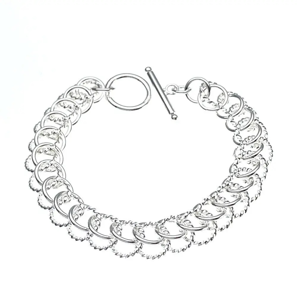 

8 Inch 20cm Twisted Chain Bracelet 925 Sterling Silver Diamond Cut High Polishing Ring togg