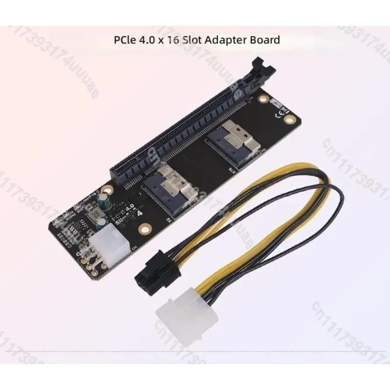 For 2 Port SlimSAS 8i x2 to PCIe 4.0 x16 Slot Adapter Card SFF-8654 Gen4 Riser Board