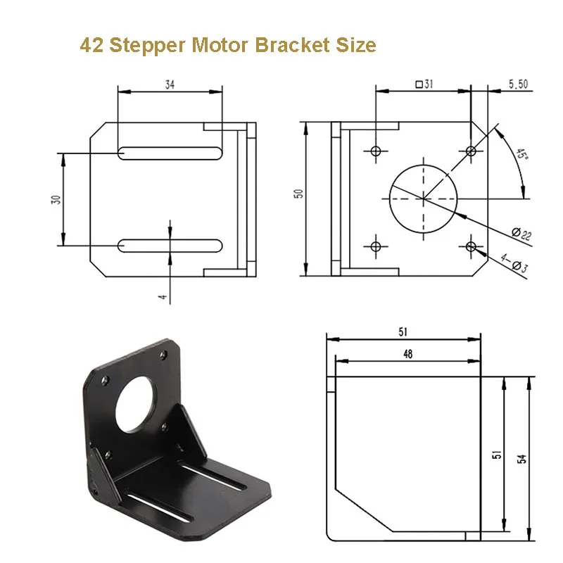 NEMA 17 Steppr Motor Accessories Bracket Support Mounting L Type Bracket Mount 42 Stepping Stepper Motor Nema17 Motor Holder