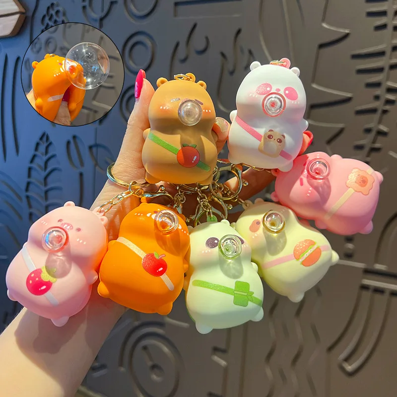 

Cartoon Bubble Blowing Stress Relief Keychain Backpack Accessories Couple Car Keychain Hanging Decorations Small Gifts