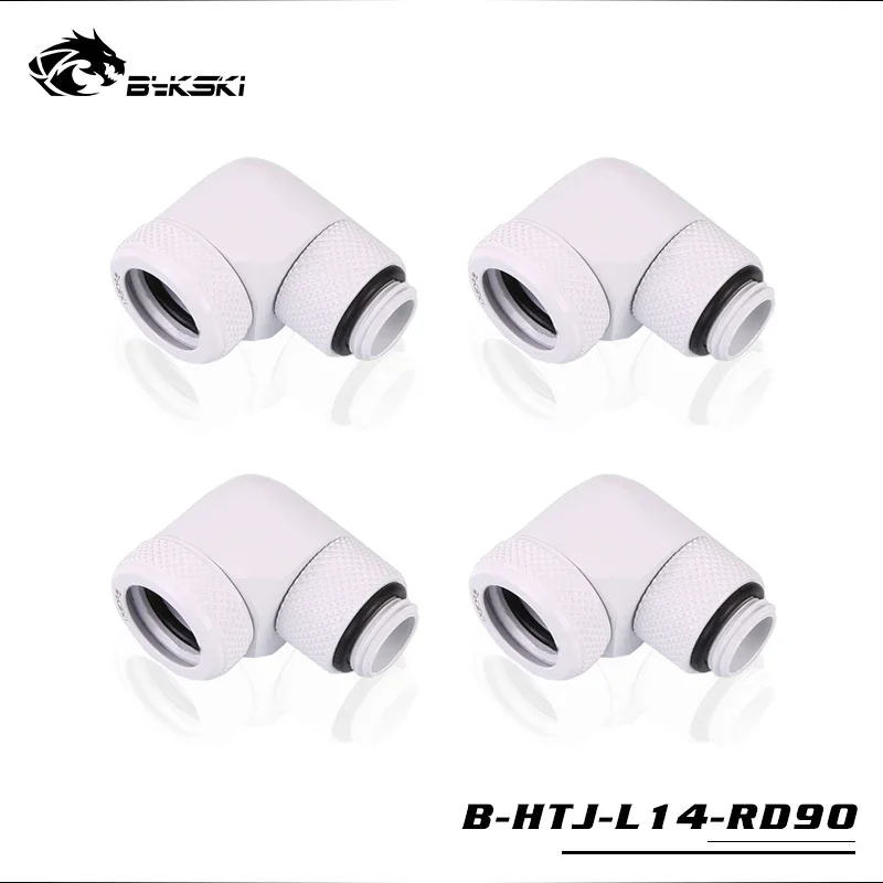 Bykski 4pcs/lots 90 Degree OD14mm Hard Tube Rotary Fitting Hand Compression Fitting G1/4' Pipe for OD14mm Acrylic PETG Tube