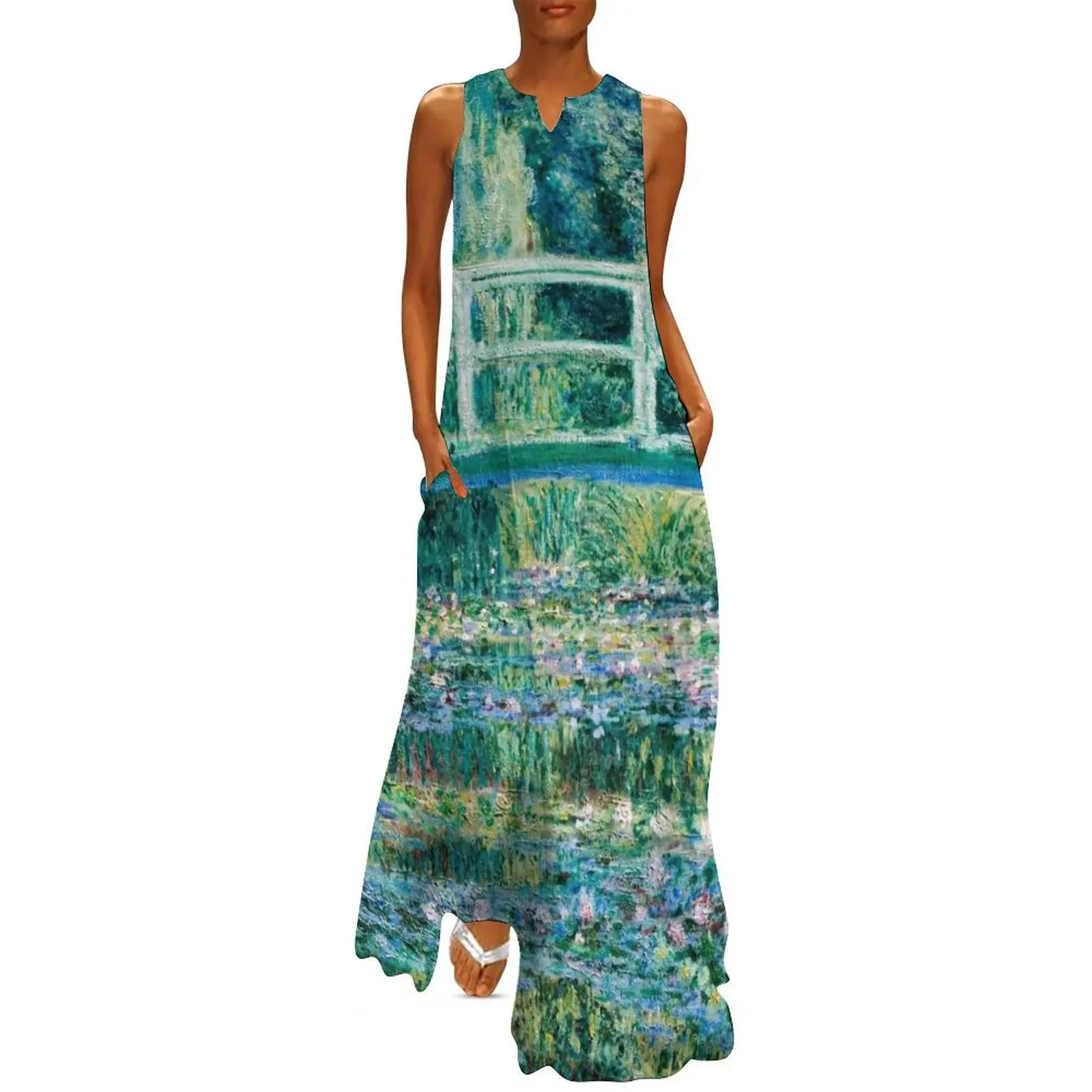 

1899-Claude Monet-Water Lilies and Japanese Bridge Long Dress dresses for women luxury woman party dress Dress