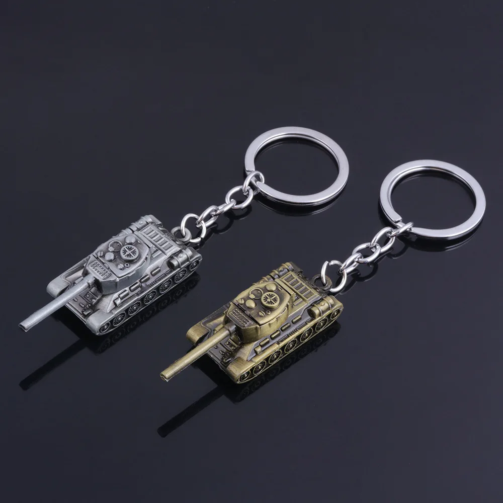 New Metal World Of Tanks Keychains Punk Weapon Model Pendant Keyring for Men Car Key Chain Backpack Decor Kids 3D Toy Gifts