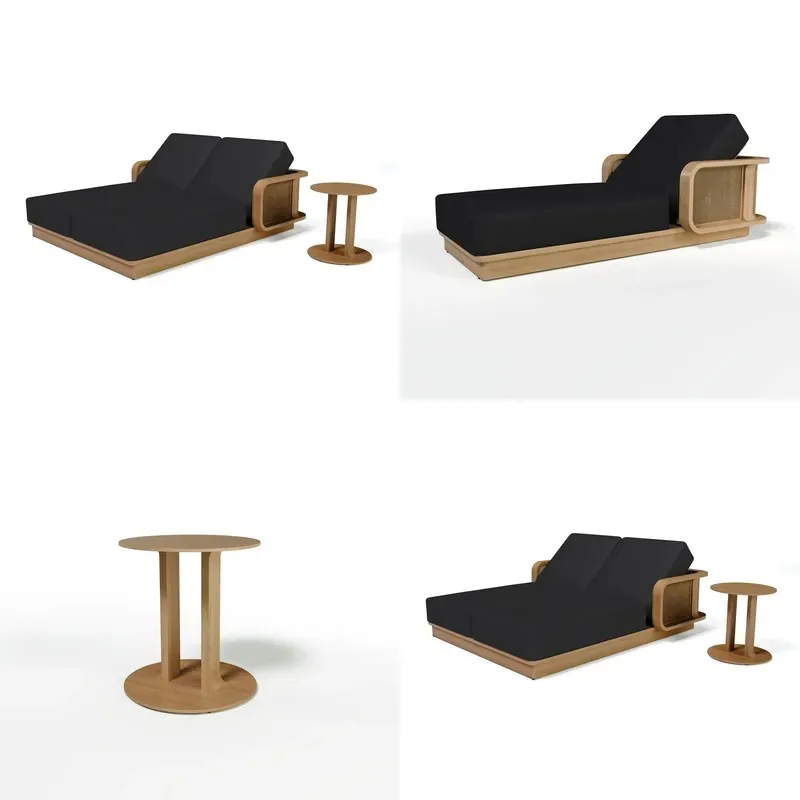 Outdoor Loungers Garden Hotel Resort Furniture Sets Terrace Sunbeds Teak Sunloungers