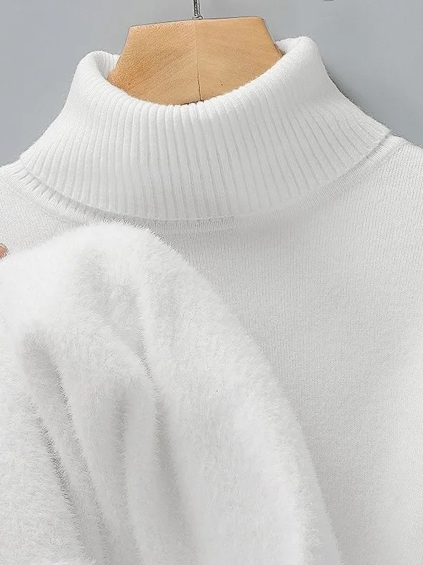 

Мужской утепленный шерстяной свитер с высоким воротником, на флисовой подкладке, вязаная рубашка, модный городской стиль, зимняя внутренняя одежда, цветной