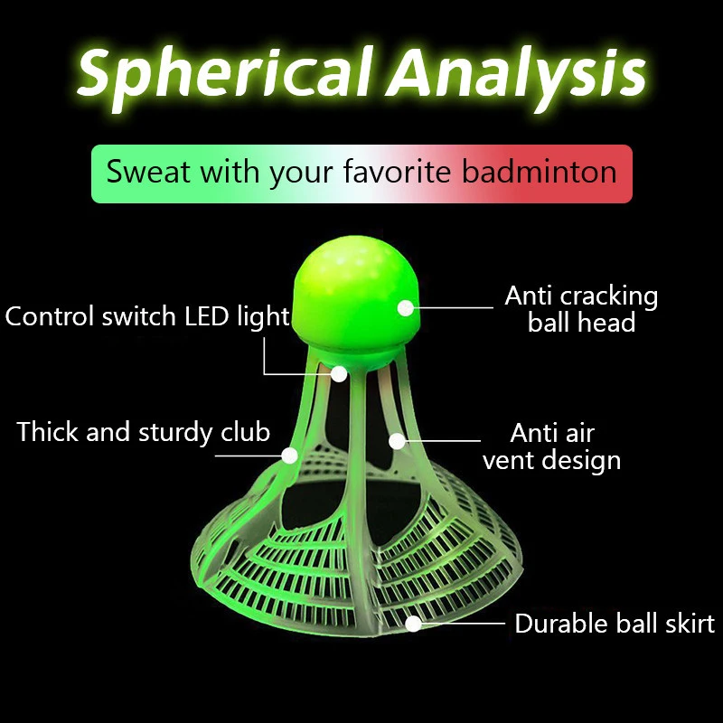 Glow-In-The-Dark Windproof Badminton Shuttlecock Ball Wind Resistance Training Accessoires Night Outdoor Sport Supplies