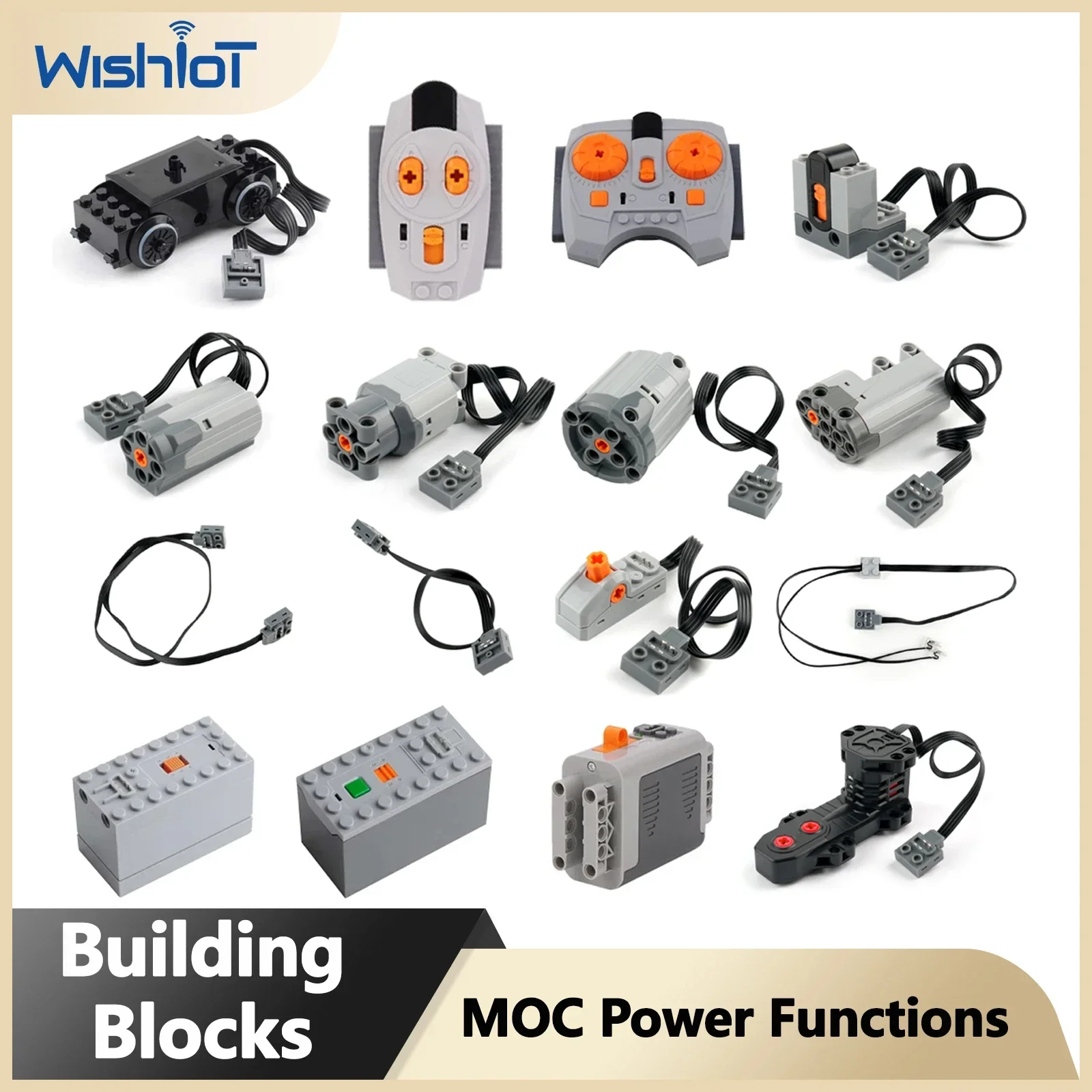 MOC Building Blocks Servo Train Motor Battery Box Switch Light IR Remote Control Receiver Power Functions Technical Parts Set