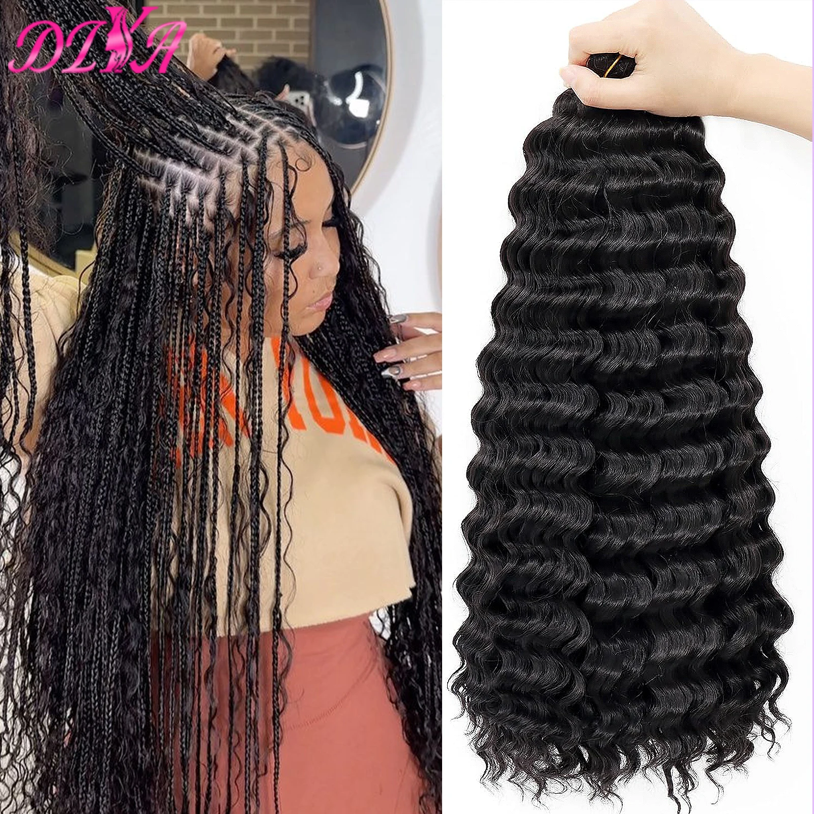 Human Braiding Hair Deep Wave Bulk Human Hair for Boho Braids 100% Brazilian Virgin Curly Hair for Braiding Hair Extensions