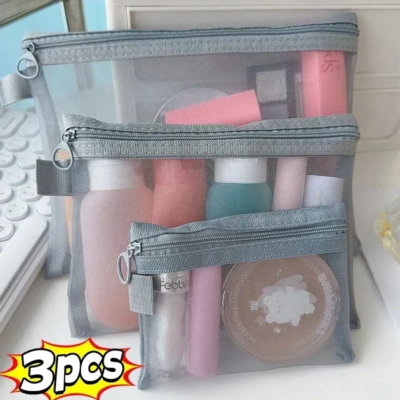 1/3pcs Mesh Clear Cosmetic Bags Small Large Black Makeup Bag Portable Travel Toiletry Organizer Case Lipstick Storage Pouch image 3