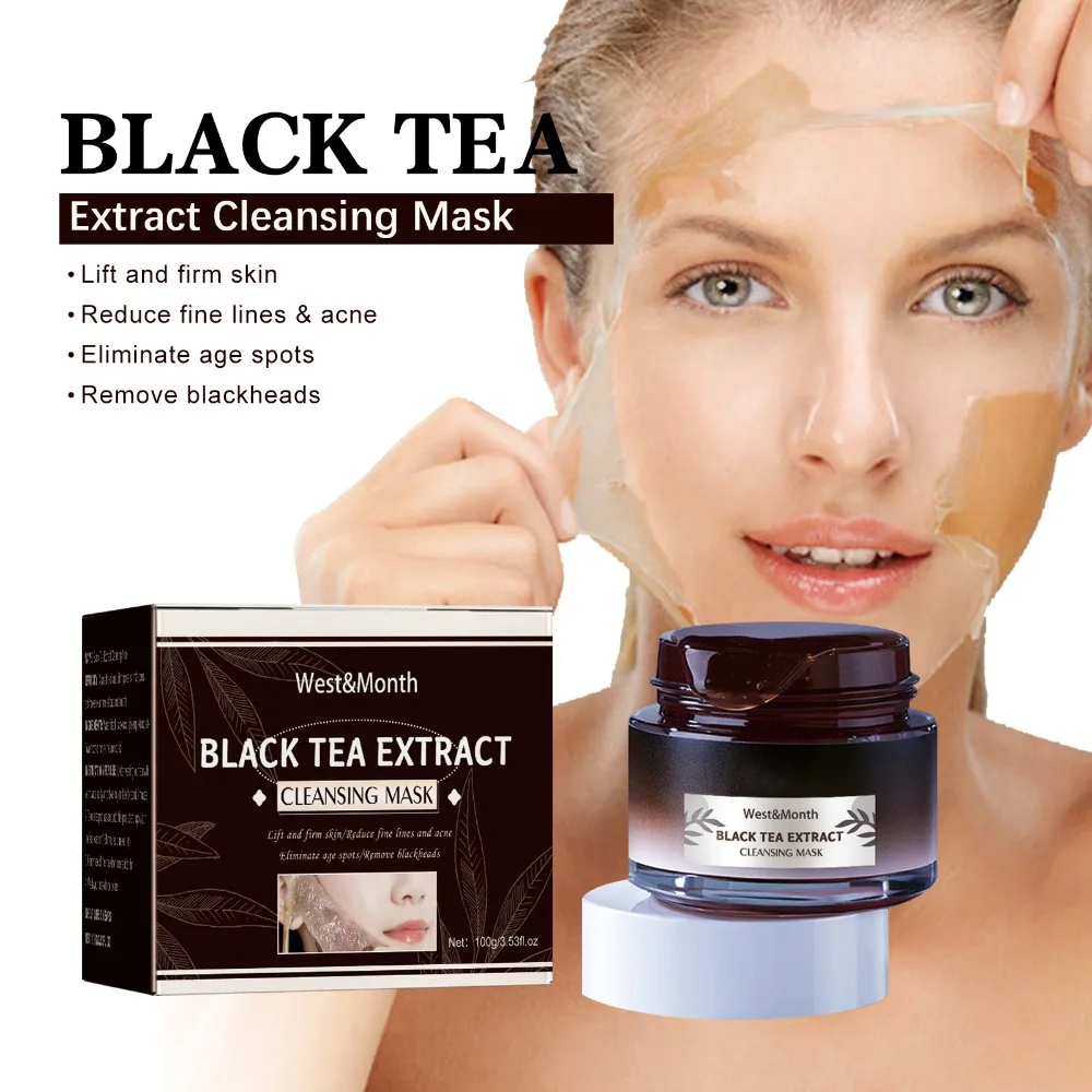 Smearing Delicate Black Tea Face Mask Oil Control Brightening Tearing Mask Cleansing Pore Skin Tone Black Tea Peel Off Mask