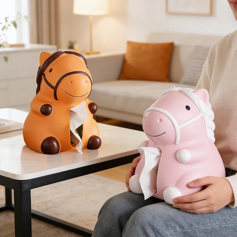 Figura modello cavallo anno scatola di fazzoletti scatola di immagazzinaggio di fazzoletti di cavallo decorativo anime cartone animato piccolo cavallo modello regalo di compleanno
