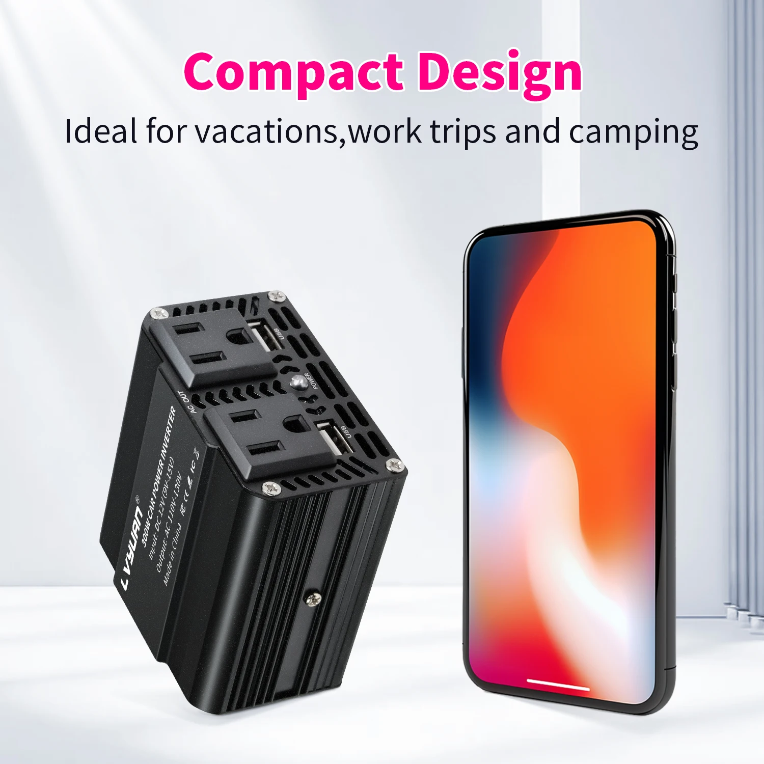 500 واط/300 واط سيارة العاكس DC12V AC110V تحويل الطاقة عاكس صغير محمول مع USB 5 فولت 3.1A الناتج مقبس الولايات المتحدة