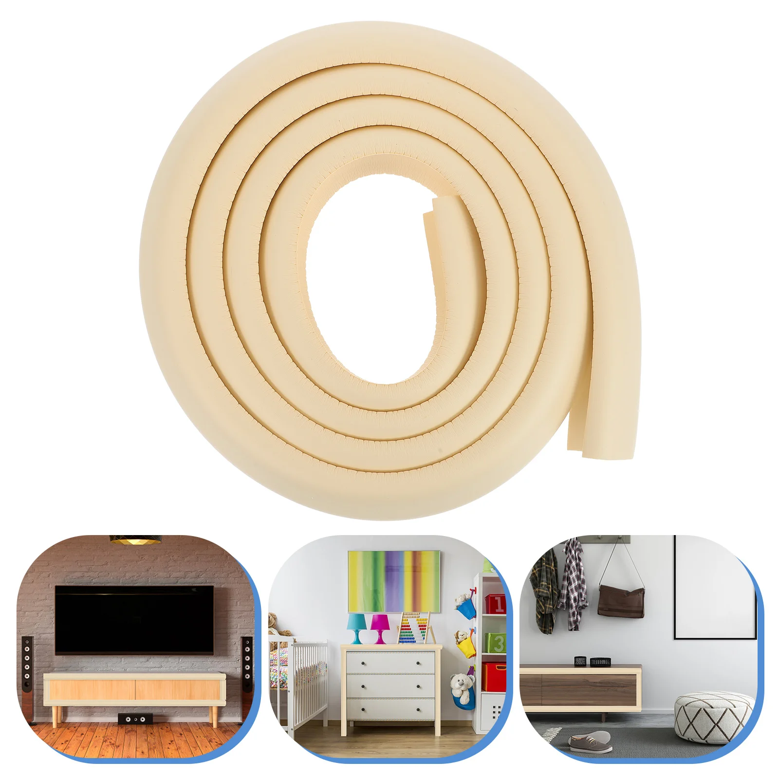 

2 Pcs Beige Wall Protectors Baby Proofing Cushion Furniture Bumper Protector Edges Guards for Glass Tables Desks Bedroom Using