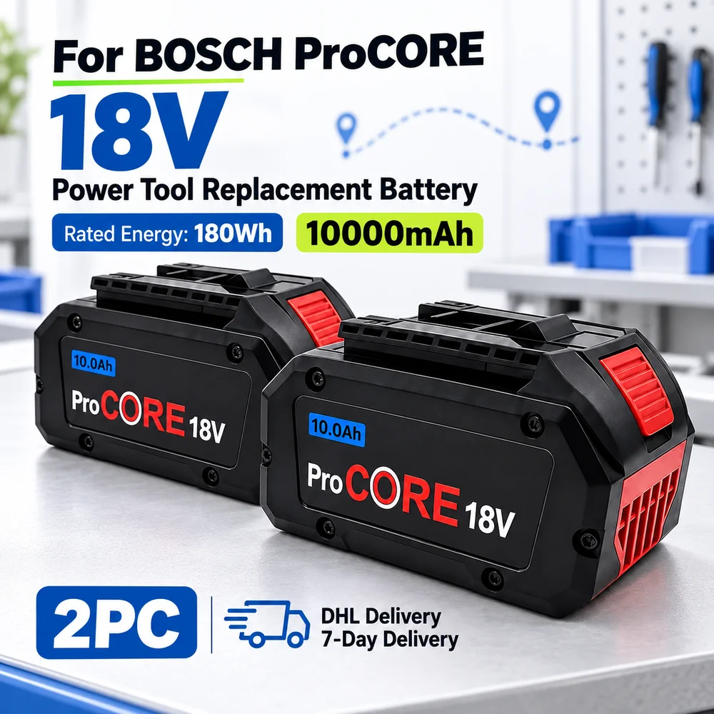 6000mAh / 10000mAh 18V Ersatzakku für BOSCH ProCORE, 21700 Li-Ion Akku-Optionen, 1er-, 2er-, 3er-, 4er-Packungen, Ladegerät-Optionen, Modell GB-PT-18V-6000MAH100-21700