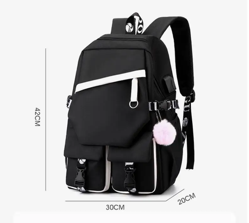 MINISO Kuromi Backpack for Girl Anime School Bag for Teenager Canvas Laptop Back Pack Women Rucksack Cartoon Backpack